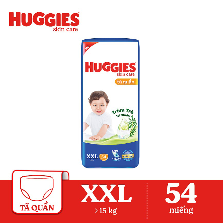 Tã/bỉm quần HUGGIES SKINCARE gói SUPER JUMBO size XXL 54 miếng