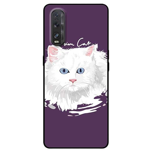 Ốp lưng dành cho Oppo Find X2 mẫu Mèo Trắng Tím