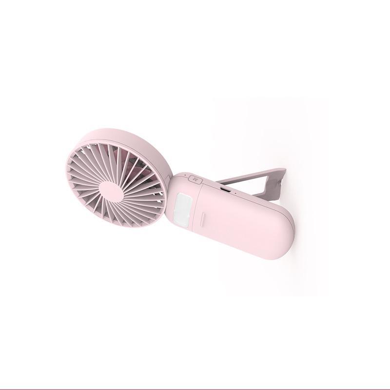 Phong cách mới nhất của quạt gương nhỏ mới giá đỡ cầm tay ngoài trời di động sử dụng kép đi kèm với đèn chiếu sáng quạt đa chức năng dễ thương