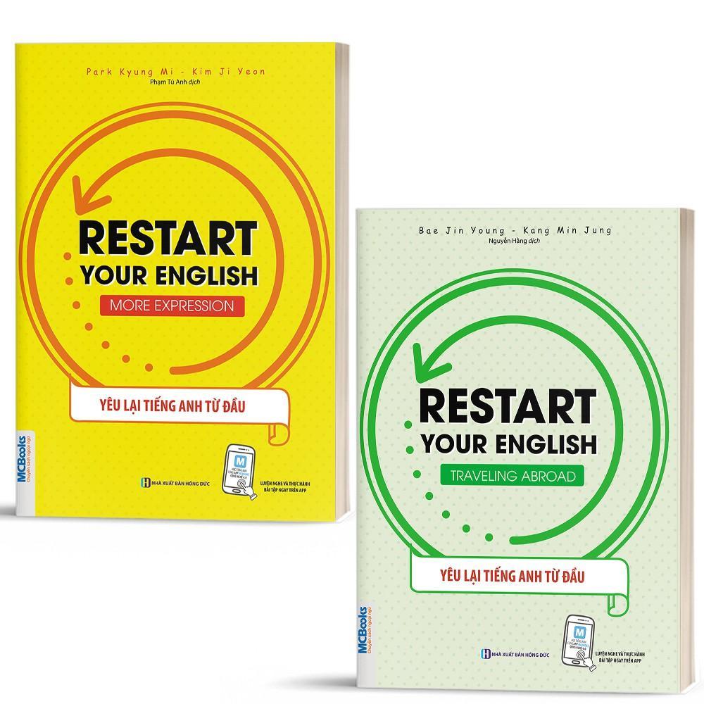 Combo 2 Cuốn Restart Your English - Yêu Lại Từ Đầu Tiếng Anh - Chủ Đề: More Expression & Traveling Abroad - Bản Quyền