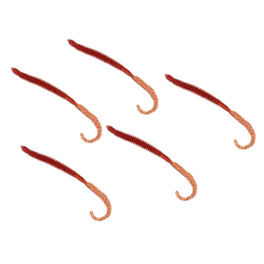 5Pcs Soft Earthworm Worm Lure Fishing Baits Ribbed Body Lures Kit