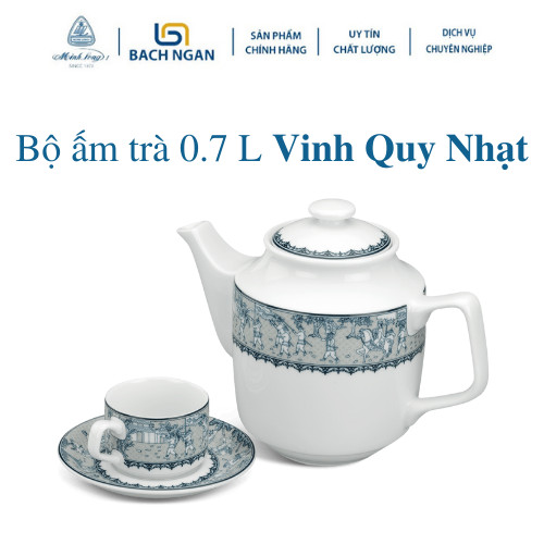 Bộ Ấm Trà 0.7L - Jasmine - Vinh Quy Nhạt - Gốm sứ cao cấp Minh Long I