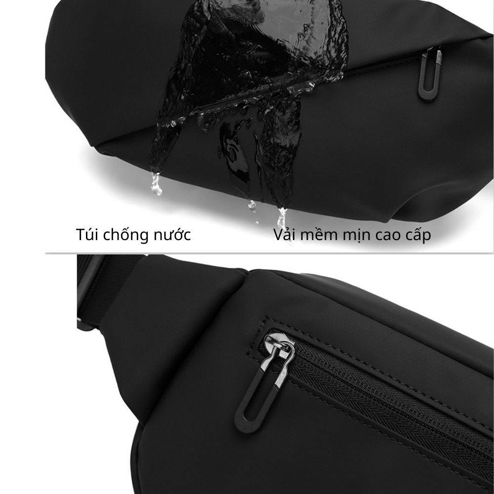 Túi đeo chéo nam túi bao tử đeo ngực vai bụng thời trang cao cấp Yourwish TD43 thiết kế chống nước vải đen trơn mịn cao cấp chống thấm không nhăn xù / túi basic phong cách đơn giản hiện đại