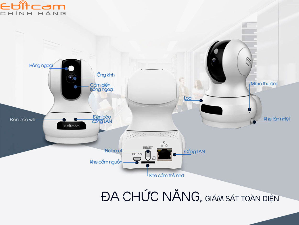 Camera Ip Wifi EbitCam E3 HD 4MP - Hàng Chính Hãng