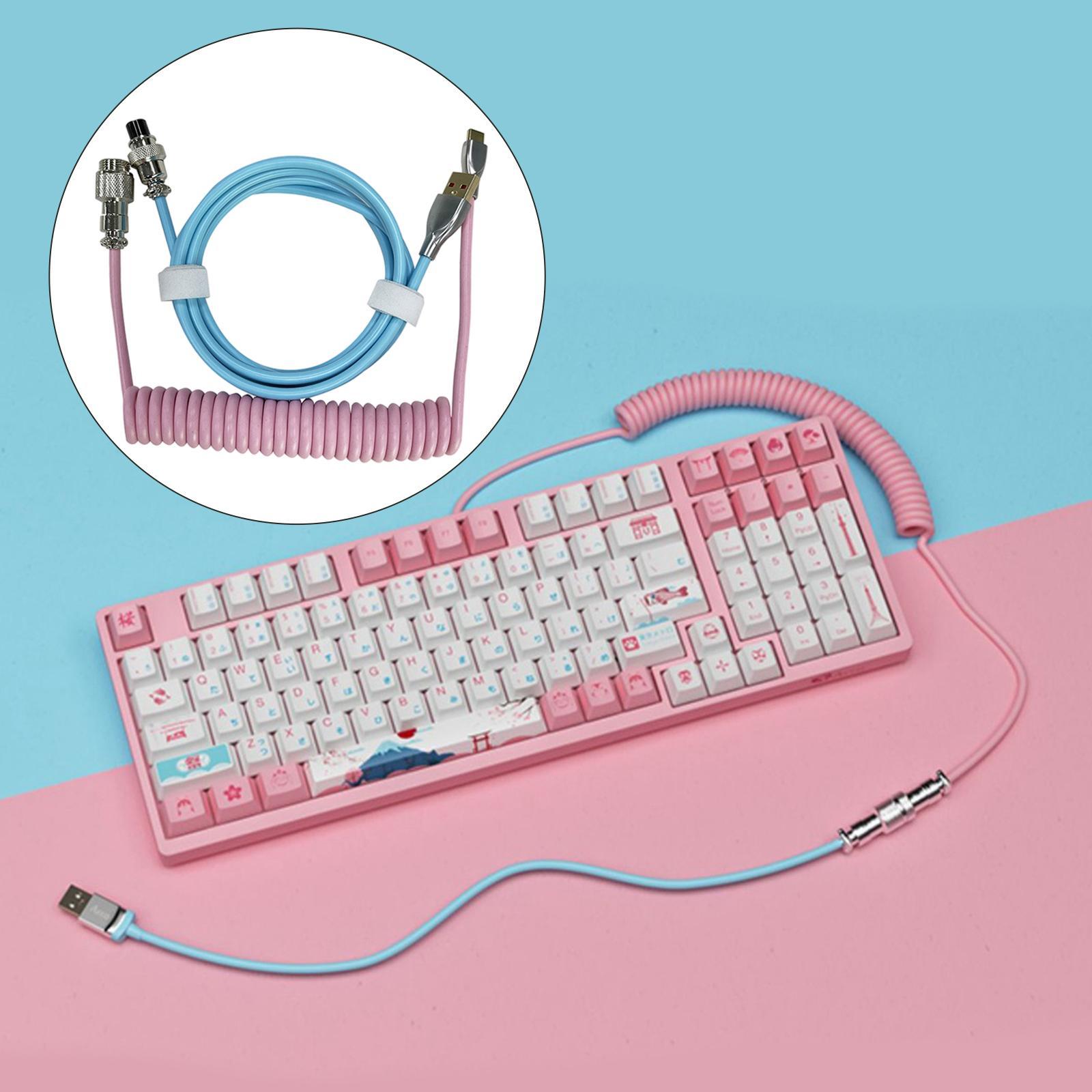 Coiled USB C Cable Wire, for Laptop Flexible USB A to USB C for Mechanical Keyboard