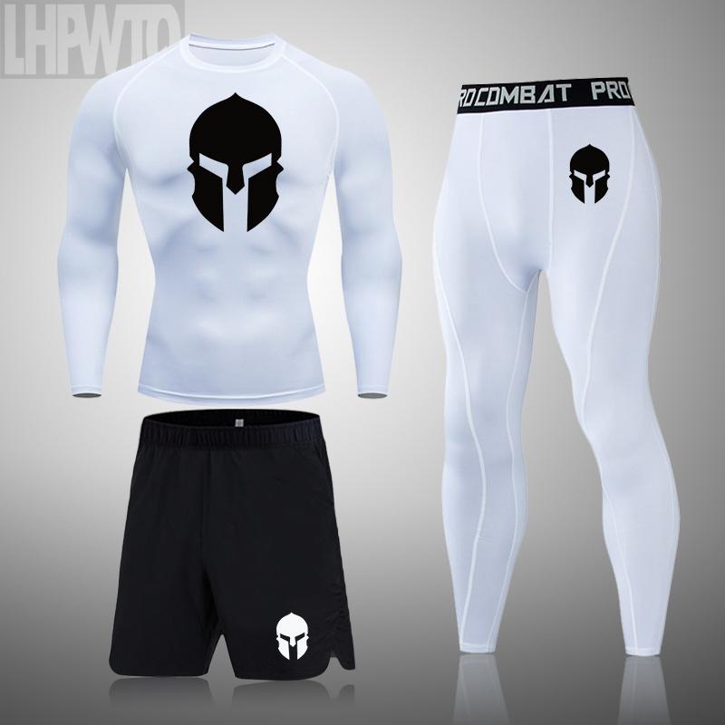 Chạy Bộ Nam Bộ Tập Gym Quần Legging Nhiệt Đồ Lót Spartan Nén Tập Thể Hình MMA Rashguard Nam Khô Nhanh Quần Theo Dõi Phù Hợp Với