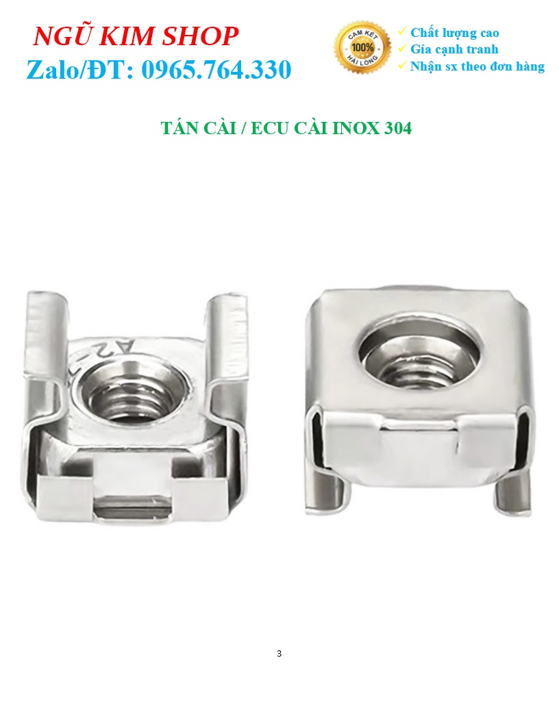 TÁN CÀI _ ECU CÀI M5, M6, M8 INOX 304