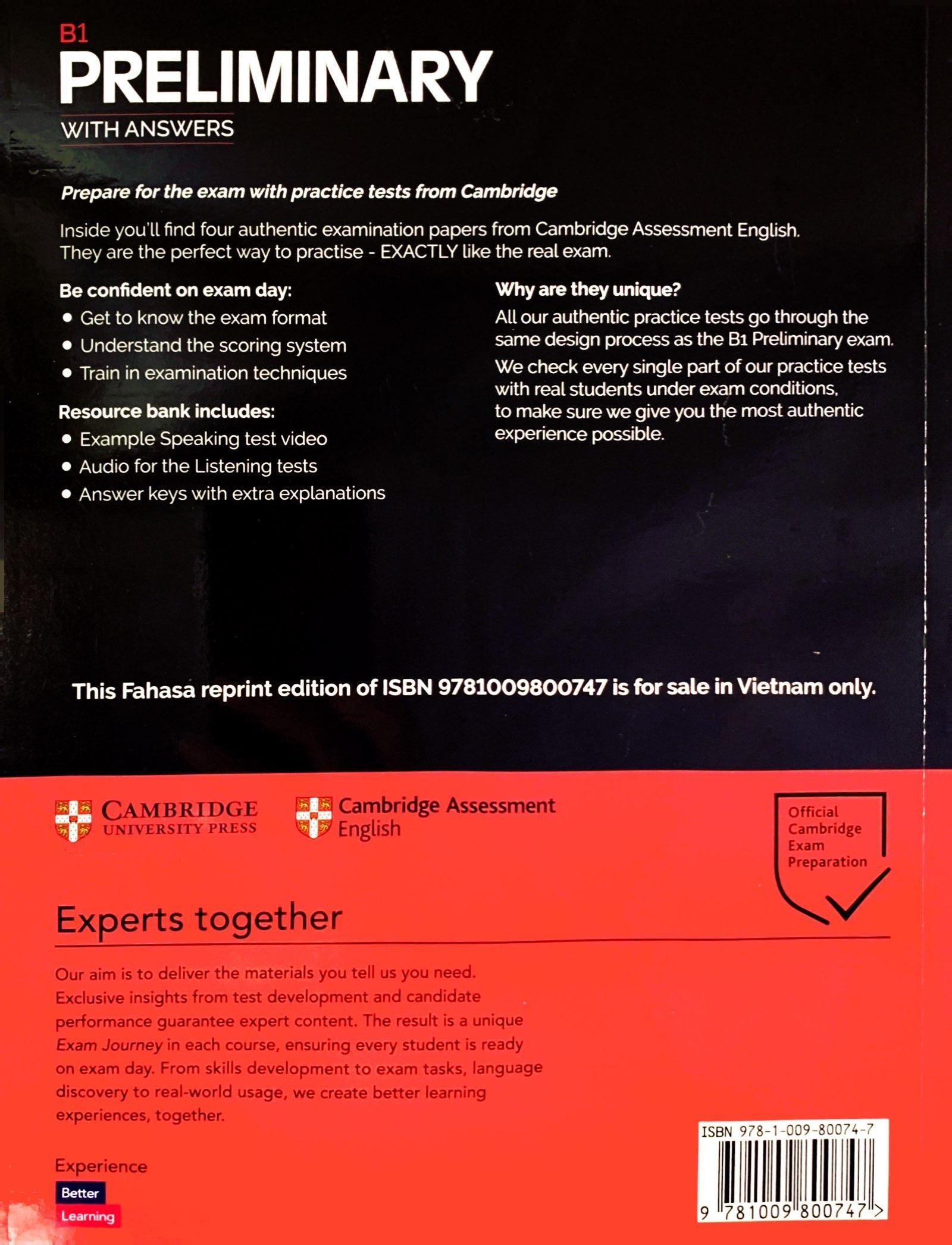 Sách ngoại văn: Sách Ngoại Văn - Cambridge B1 Preliminary (PET)