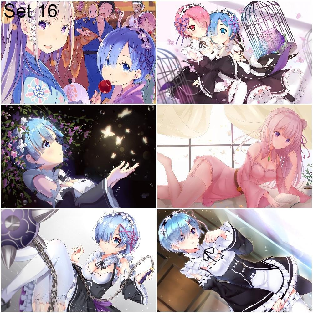Bộ 6 Poster anime Re:Zero − Bắt đầu lại ở thế giới khác (2) (bóc dán) - A3,A4,A5
