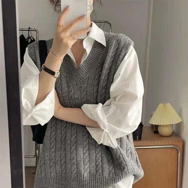 Áo len gile nữ len dệt kim Quảng Châu mềm mịn co giãn mặc mùa thu đông mã VAA0460