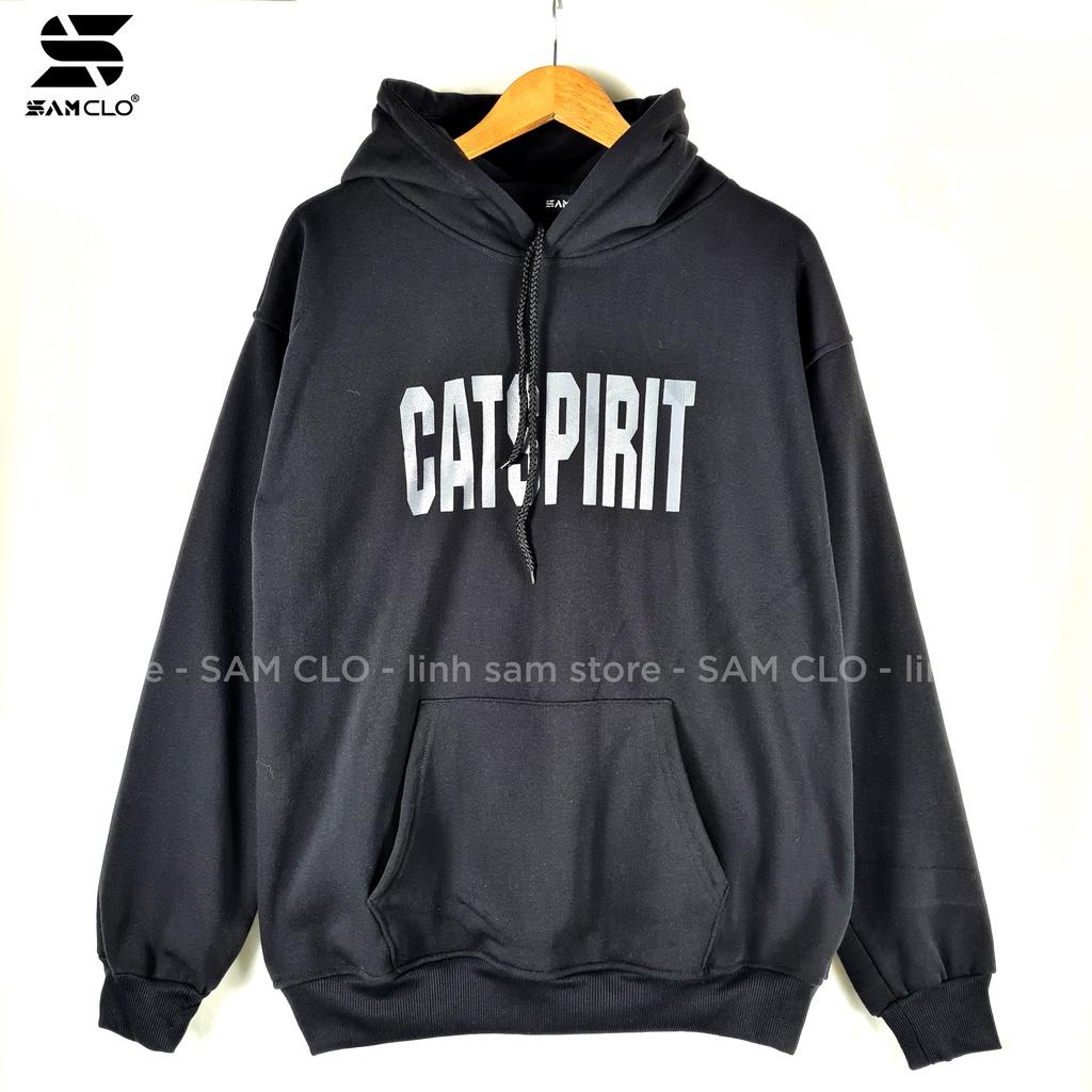 Áo khoác nỉ cao cấp có mũ - ÁO HOODIE chui freesize form rộng nam nữ unisex mặc cặp - couple in chữ CATSPIRIT