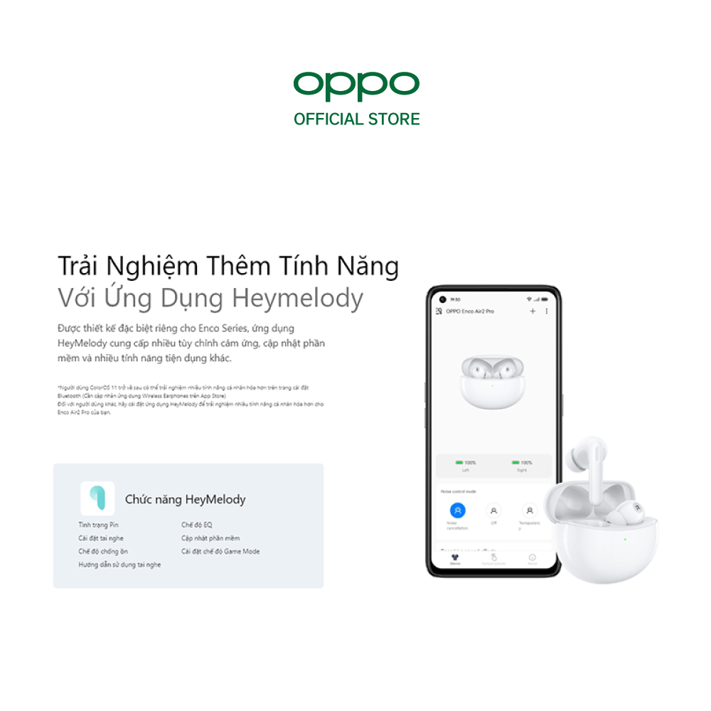 Tai Nghe True Wireless OPPO Enco Air 2 Pro | Hiệu Ứng Âm Thanh Enco Live | Drivers Dynamic 12.4mm | Hàng Chính Hãng