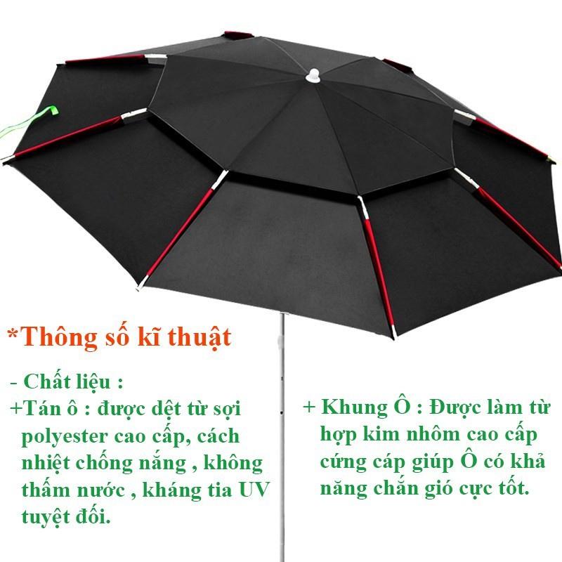 Ô câu cá Dù câu cá 2 tầng che nắng che mưa ô 2m2,  ô 2m4 ô câu cá 2 tầng màu xanh đen cao cấp chất lượng giá rẻ