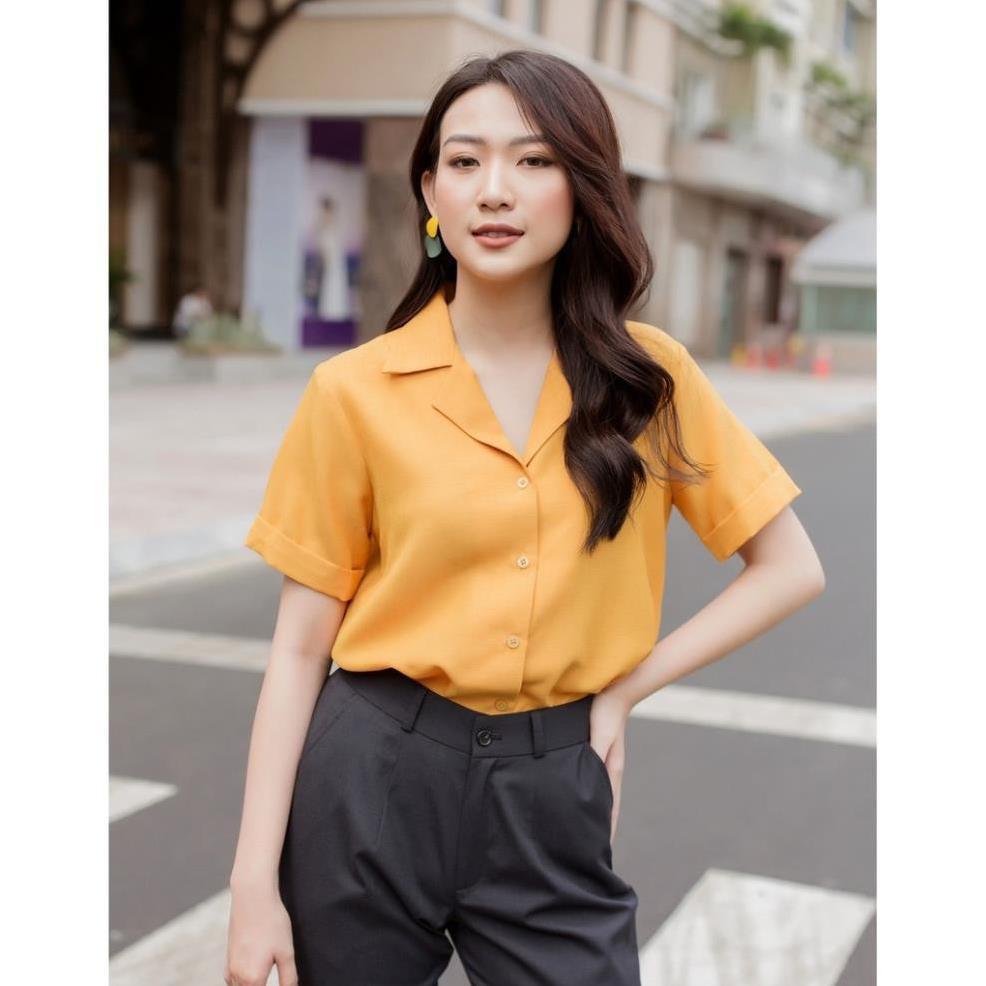 Áo Sơ Mi Nữ Ngắn Tay, Áo Kiểu Nữ Hàn Quốc Chất Vải Cao Cấp Dáng Suông, Form Chuẩn, Màu Cơ Bản Mặc Tôn Dáng.