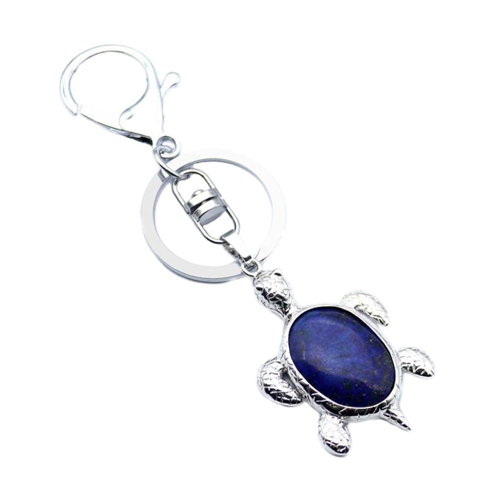 2-3pack Natural Gemstone Turtle Pendant Keychain Keyring Lapis Lazuli