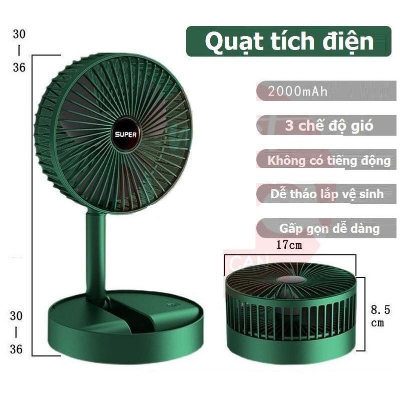 QUẠT SẠC SUPER FS21 ĐỂ BÀN , GẤP GỌN TIỆN DỤNG , 3 CHẾ ĐỘ GIÓ