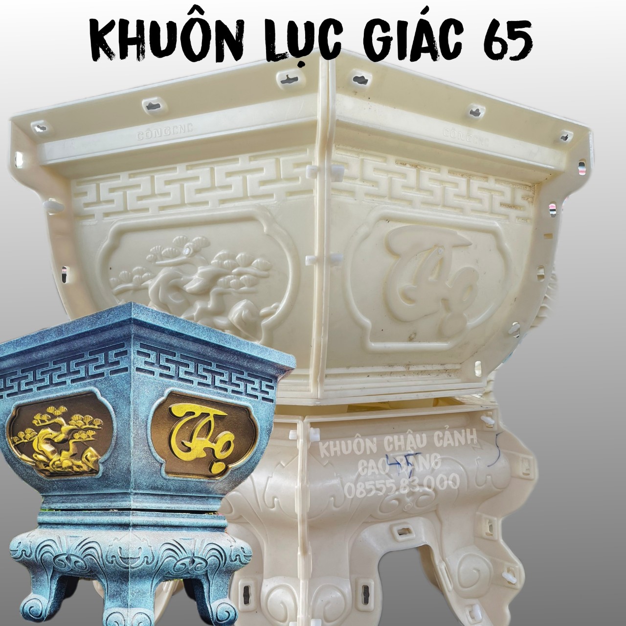 Khuôn đúc chậu cảnh lục giác 65 và chân đôn