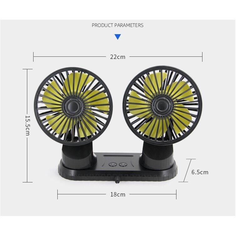 Quạt Đôi Mini 360 Độ Công Suất Lớn, Để Trong Ô Tô, Để Bàn Làm Việc Siêu Tiện Ích