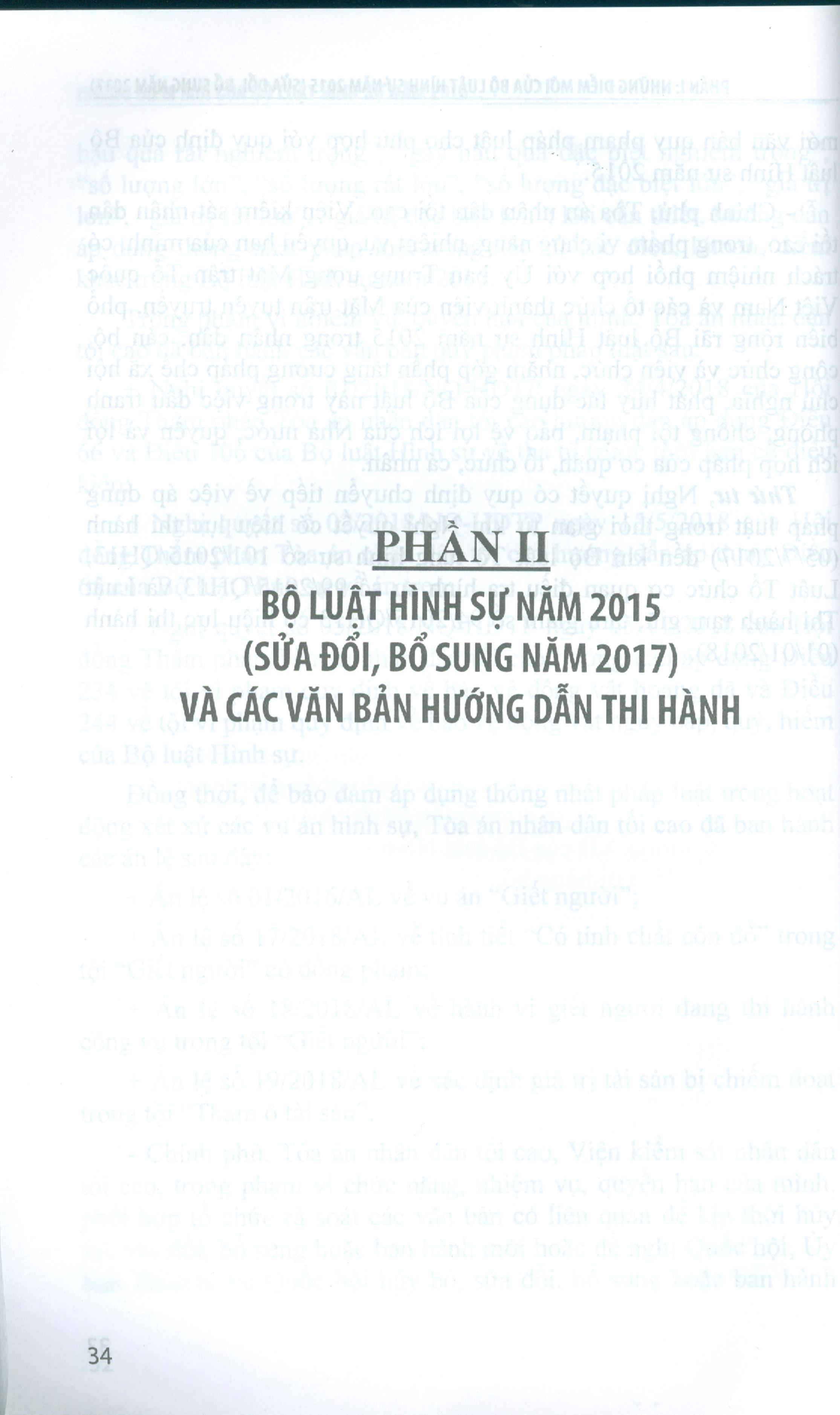 Những Điểm Mới Của Bộ Luật Hình Sự Năm 2015 (Sửa Đổi, Bổ Sung Năm 2017) Và Các Văn Bản Hướng Dẫn Thi Hành