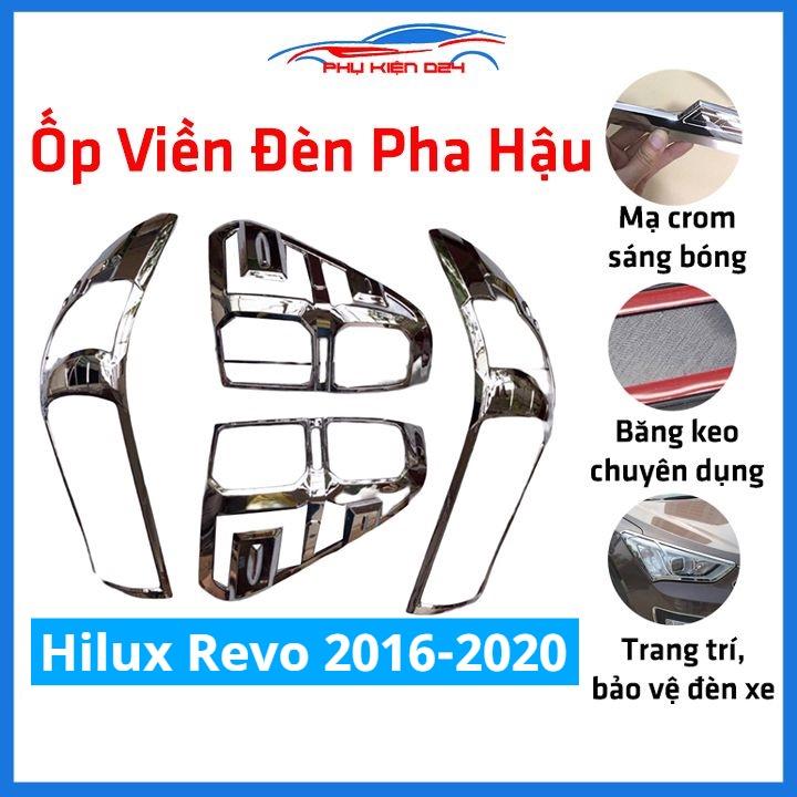 Ốp viền đèn pha hậu mạ crom Hilux Revo 2016-2017-2018-2019-2020 chống trầy trang trí bảo vệ xe