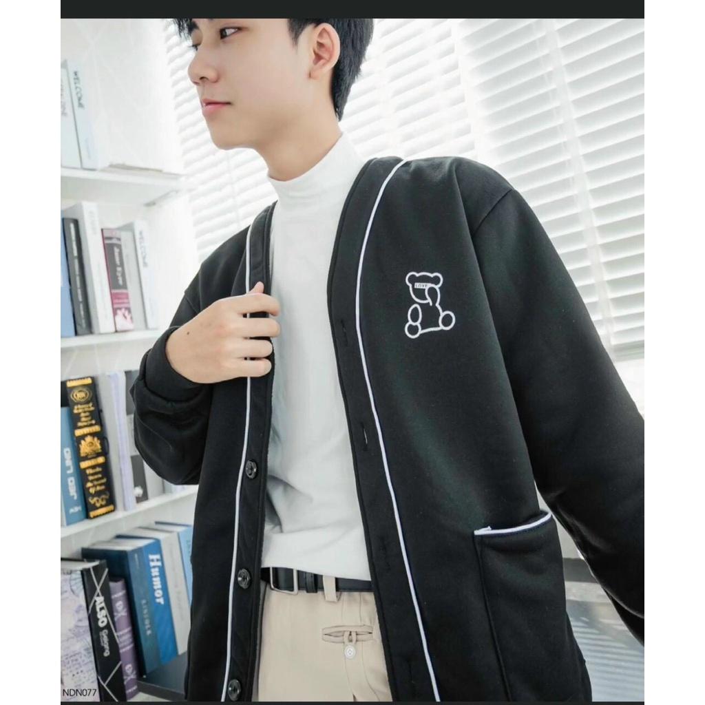 Áo cardigan in bé gấu dễ thương áo khoác bomber varsity áo bóng chày nam nữ chất nỉ cao cấp