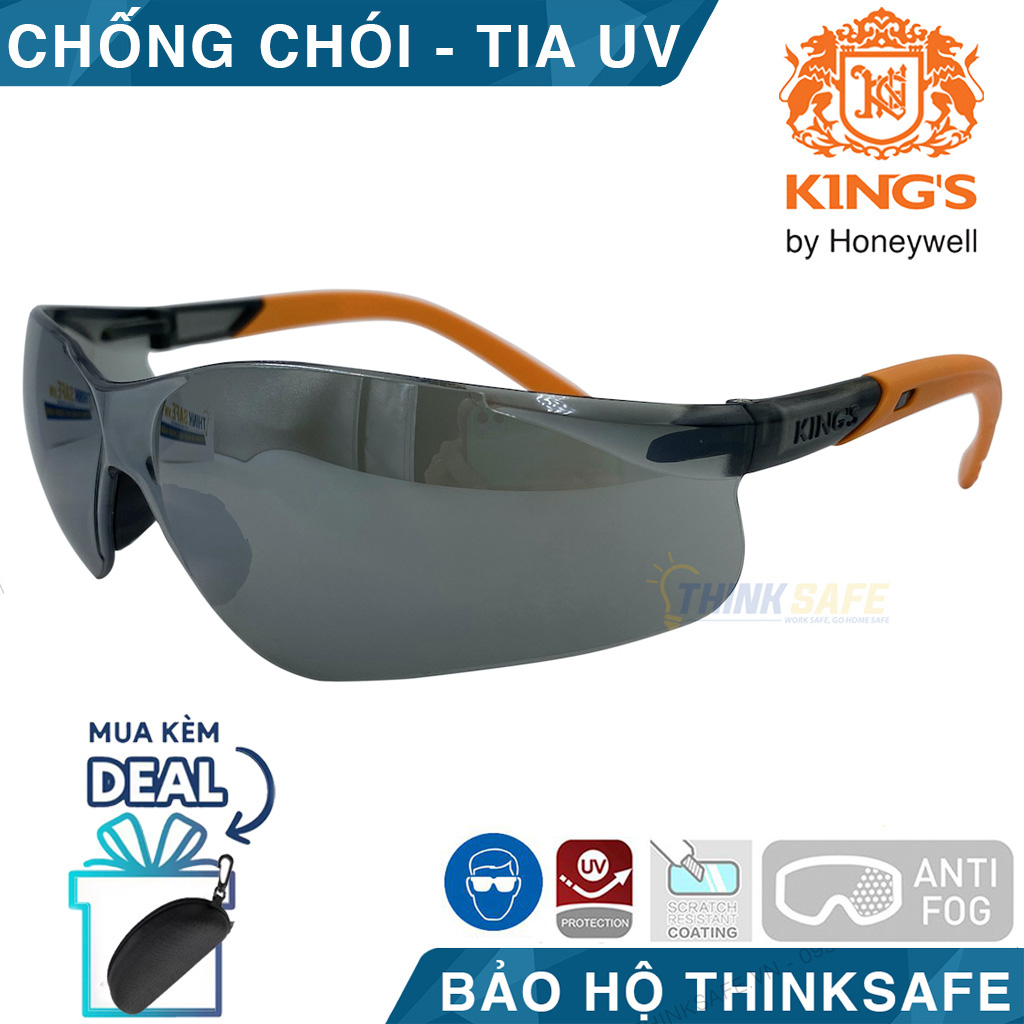 Kính bảo hộ King's KY2224 kính chống đọng hơi sương, trầy xước, chống tia cực tím (đen tráng bạc)