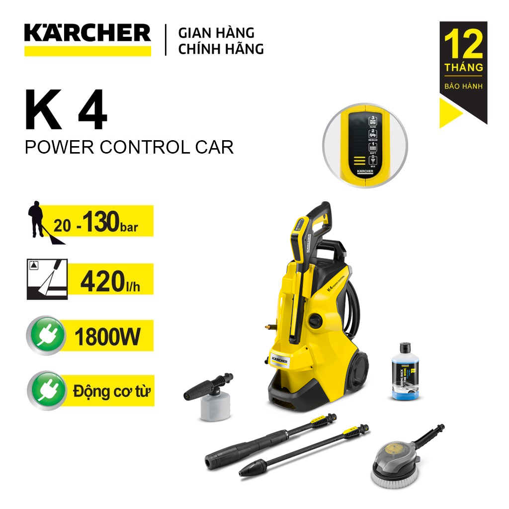 Máy phun rửa áp lực cao Karcher K 4 Power Control Car động cơ từ