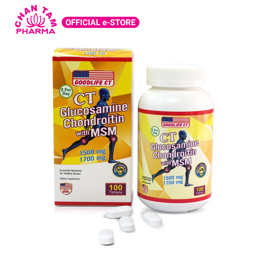 Viên Bổ Sung cho Khớp và Sụn CT GLUCOSAMINE Mỹ CHONDROITIN WITH MSM - Hộp 100 viên