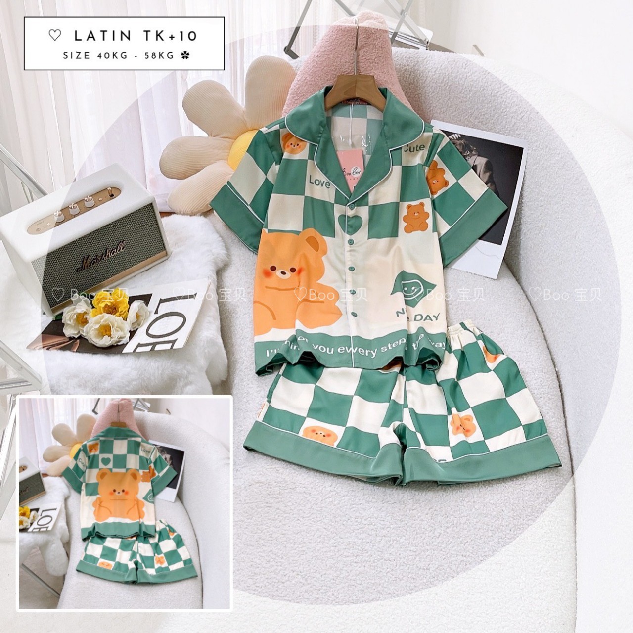 [HCM] (40-56kg, P3) Đồ bộ pijama nữ đùi TNQN chất liệu latin in 3D hoạt hình. gấu lotso - gấu pooh - capybara - trơn
