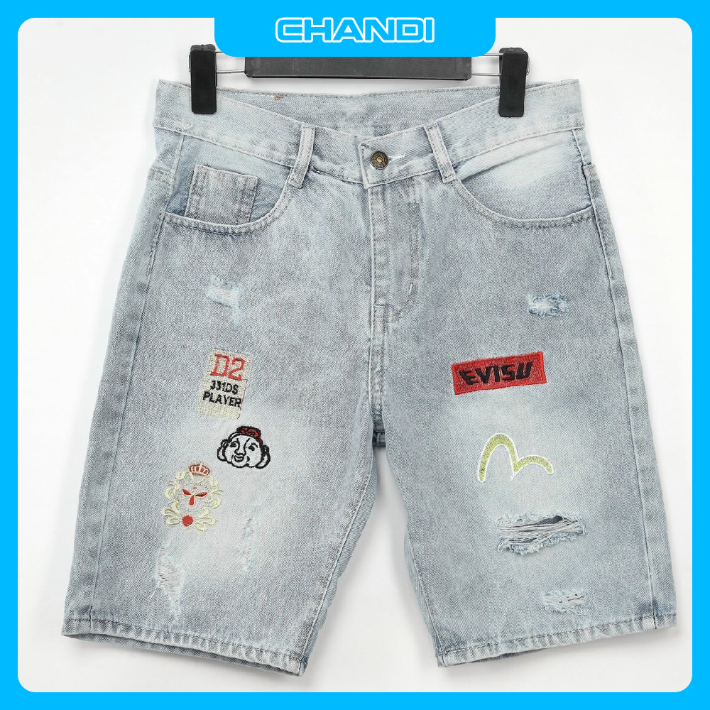 Quần Short Jean Nam co dãn kiểu dáng trẻ trung đơn giản Thương Hiệu Chandi, quần sọt mẫu mới xu hướng evisu50