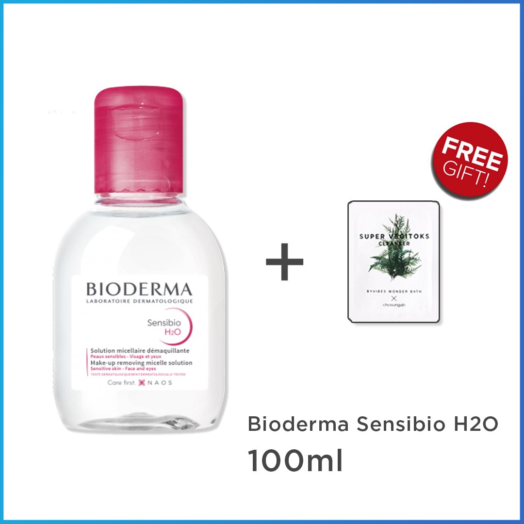 Nước Tẩy Trang Cho Da Nhạy Cảm BIODERMA Sensibio H2O 100ml + Tặng 1 gói sữa rửa mặt thải độc Super Vegitoks Cleanser 3ml