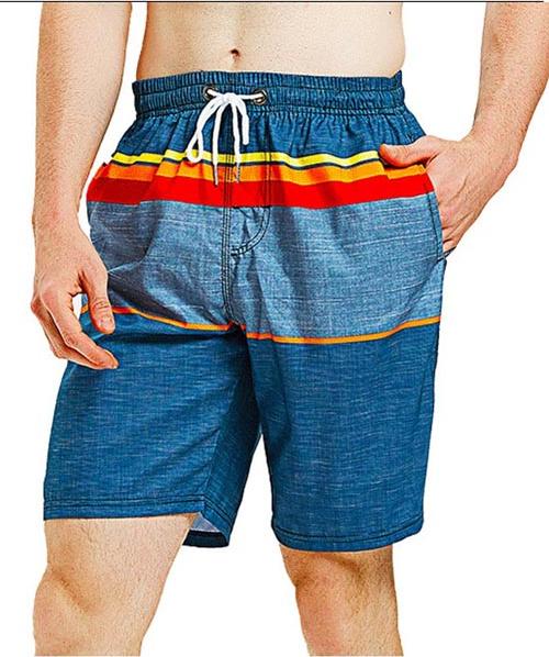 Quần Gió đi biển nam vải dù, phong cách mã SQ212V - Xanh Sọc Vàng - XXL