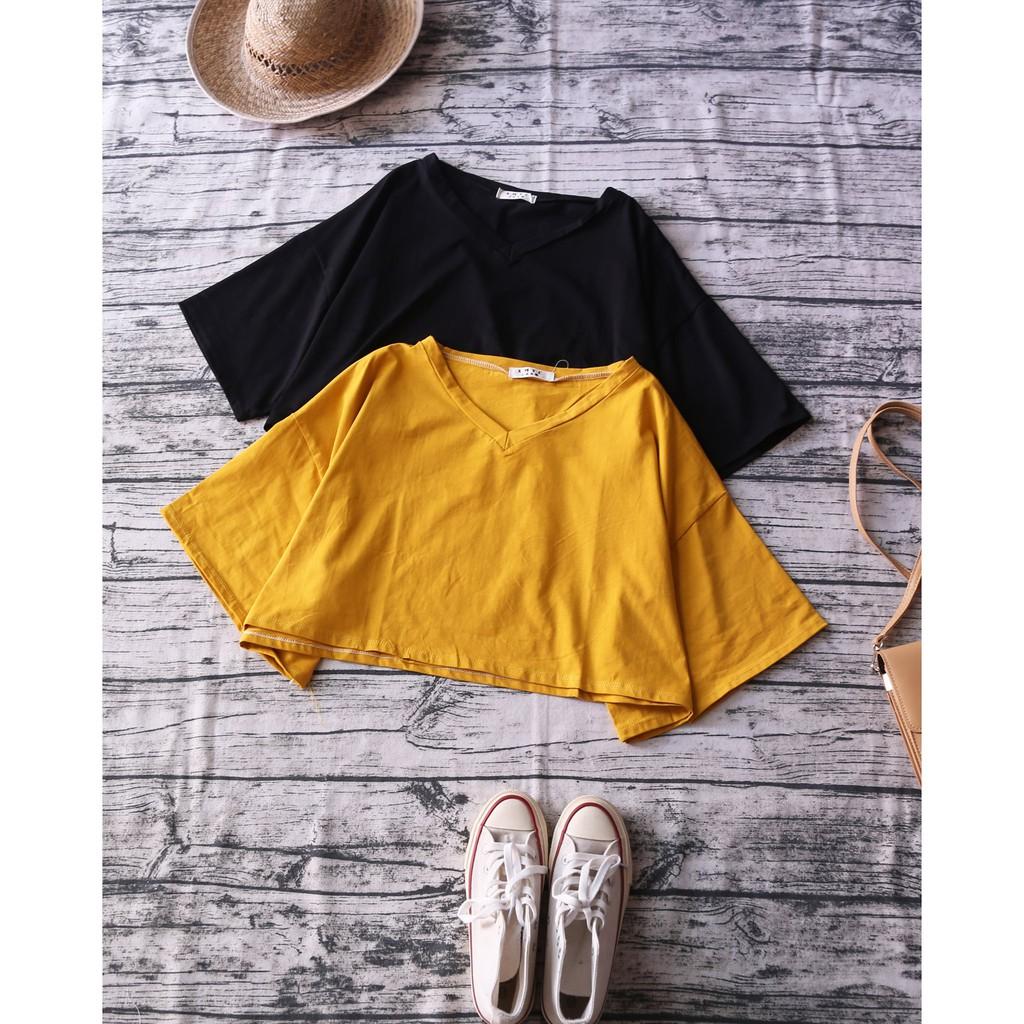 ÁO CROPTOP TRƠN CỔ V