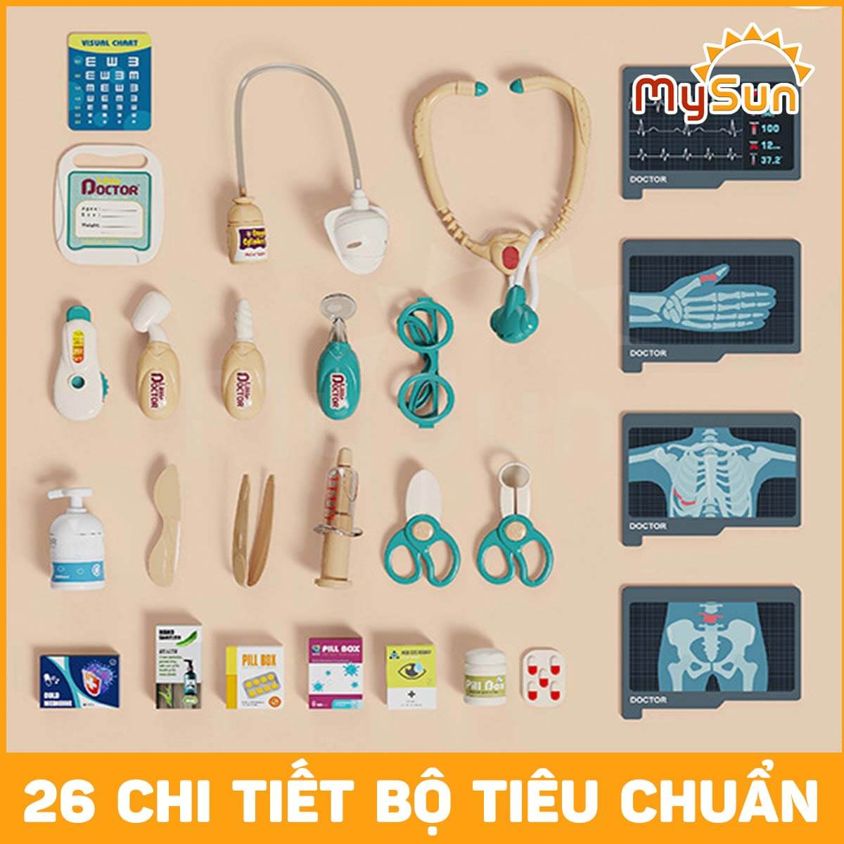 Bộ đồ chơi bác sĩ có xe đẩy nhập khẩu cao cấp cho bé trai, gái MySun