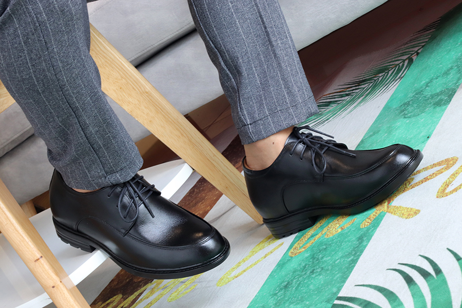 Giày Cao Nam T&TRA Tăng Cao 8Cm- T81 Đen Cột Dây- Chất Liệu Da Bò Cao Cấp, Đế Cao Su Đúc, Phần Tăng Cao Ẩn Bên Trong