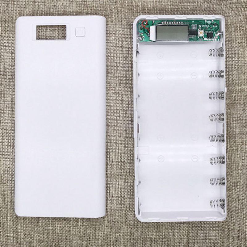 Hộp Pin Sạc Dự Phòng Diy 8x18650 Hai Cổng Usb Màu Trắng