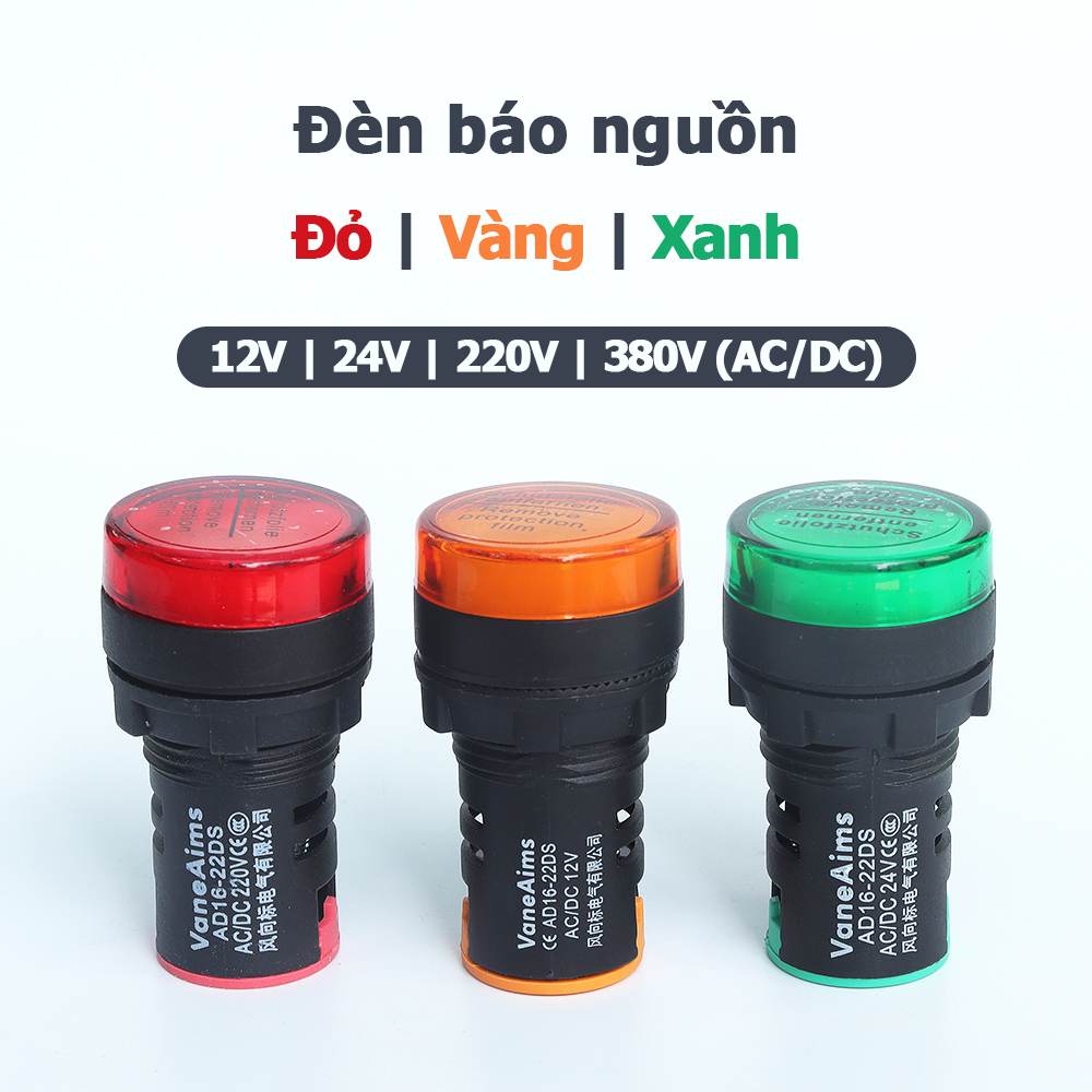 Đèn LED báo nguồn VaneAims AD16-22DS 12V 24V 220V 380V AC/DC