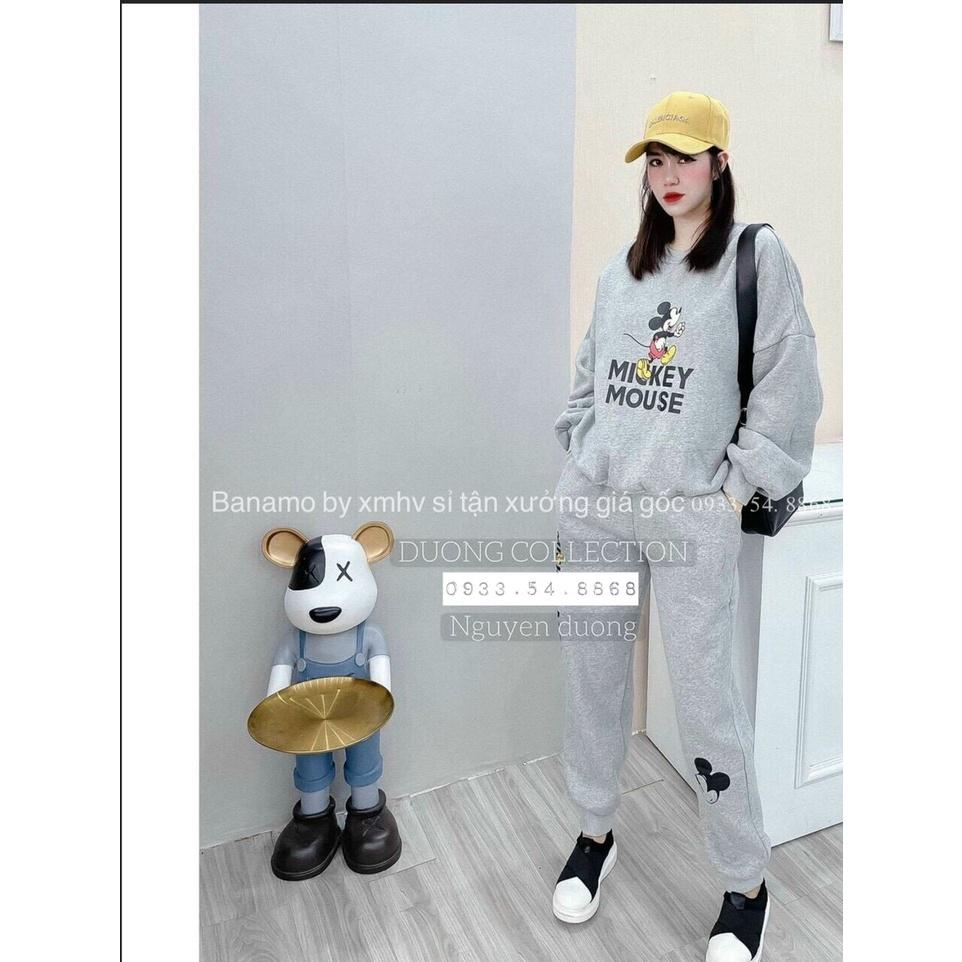 Bộ Mickey nữ chất nỉ đẹp siêu ấm thời trang Banamo Fashion 197