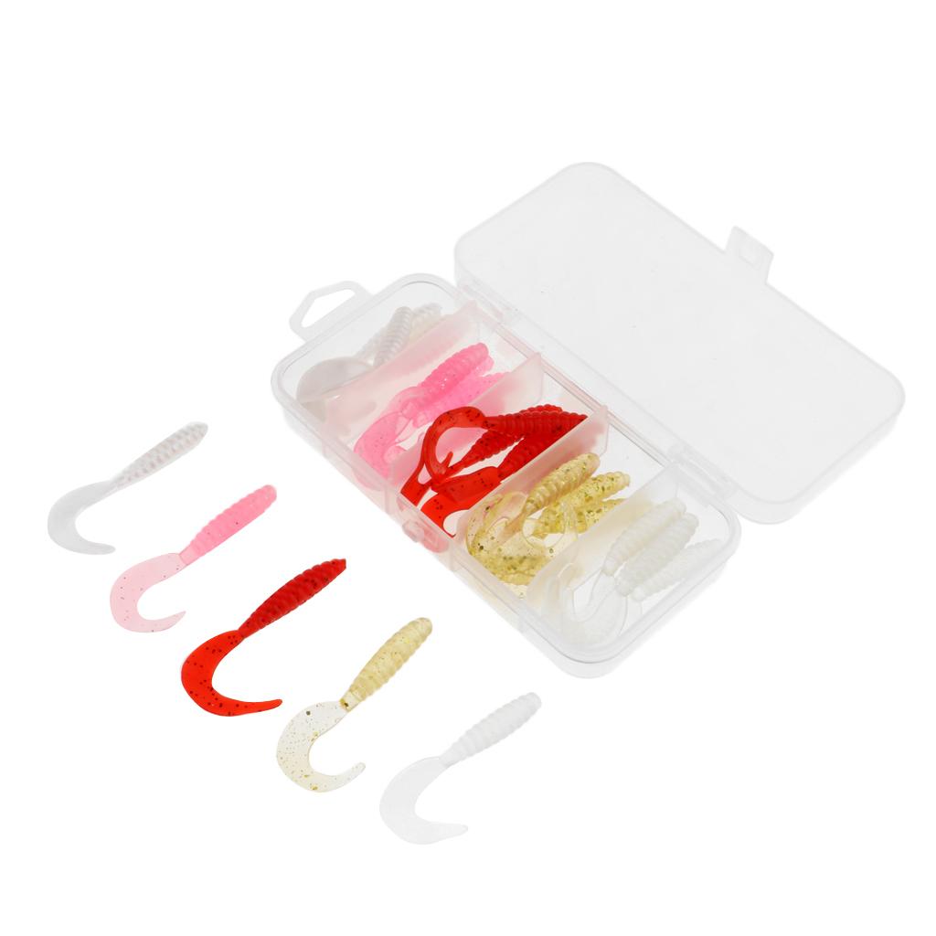 25pcs  Soft Worm Fishing Lures Set Artificial Bait Shad Swimbait