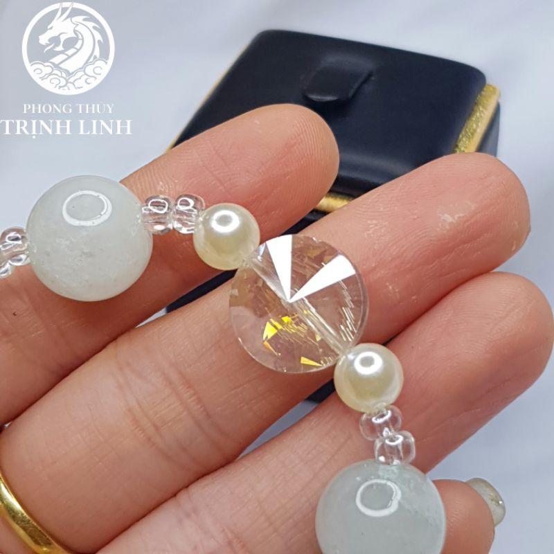 VÒNG CHUỖI PHA LÊ TRÒN MIX HẠT TRẮNG ĐỤC SIZE 12LY