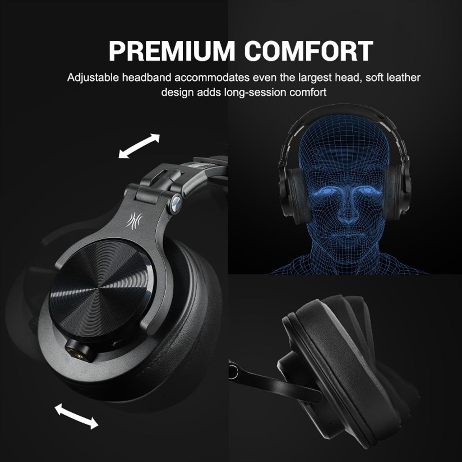 A70 Over-Ear DJ Bluetooth Headphone Headsets for Studio Monitoring Black