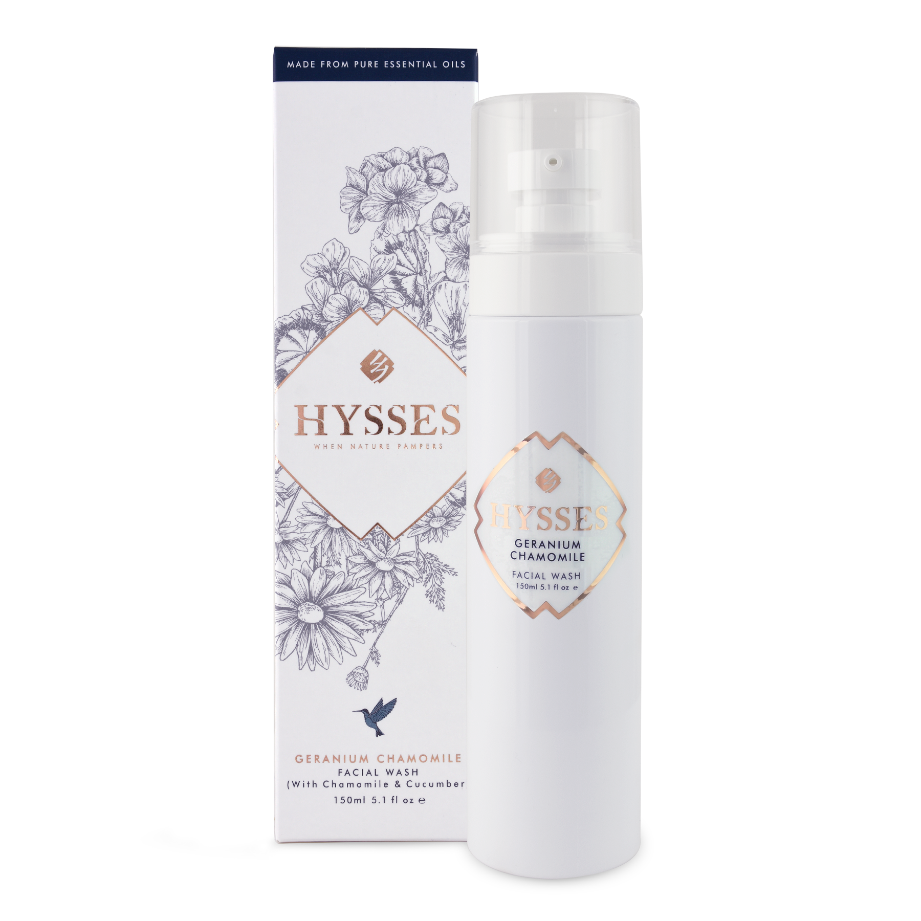 Sữa Rửa Mặt Cao Cấp Hysses Facial Wash Giúp Kháng Khuẩn, Hỗ Trợ Chống Viêm & Làm Dịu Vết Đỏ, Tái Tạo Tế Bào Da Với Tinh Dầu Cúc La Mã - Phong Lữ Hữu Cơ Tự Nhiên