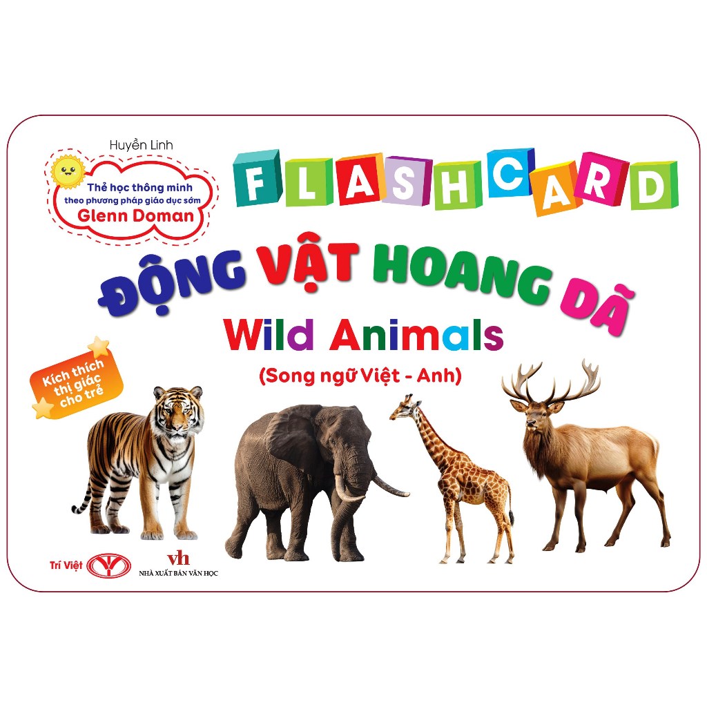 Bộ Thẻ Học Thông Minh Cho Bé - Flashcard Song Ngữ - Động vật hoang dã - Wild animals - Trí Việt