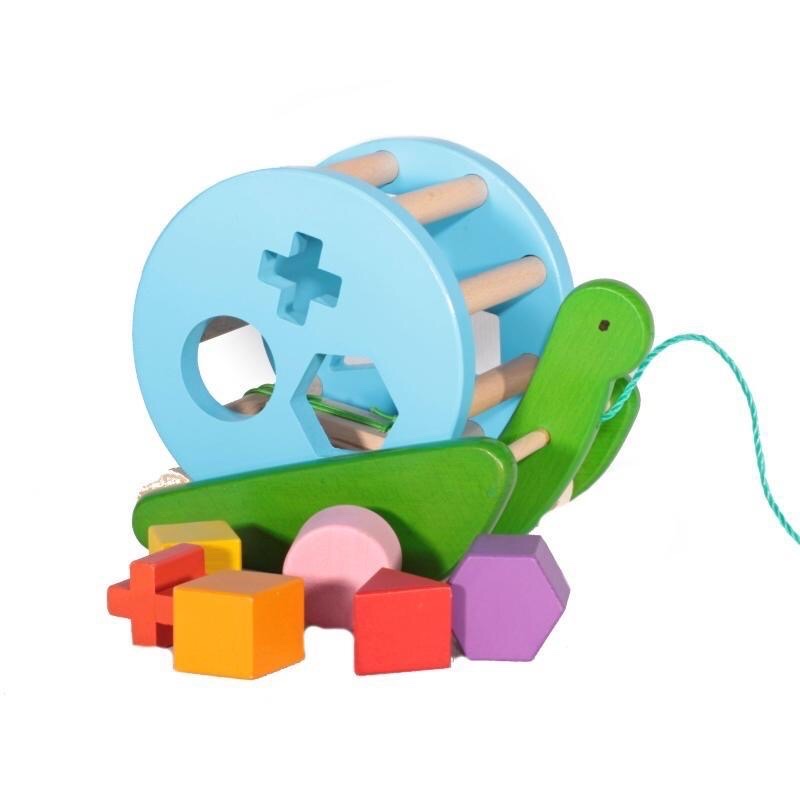 Ốc sên kéo xe thả hình khối - Đồ chơi gỗ