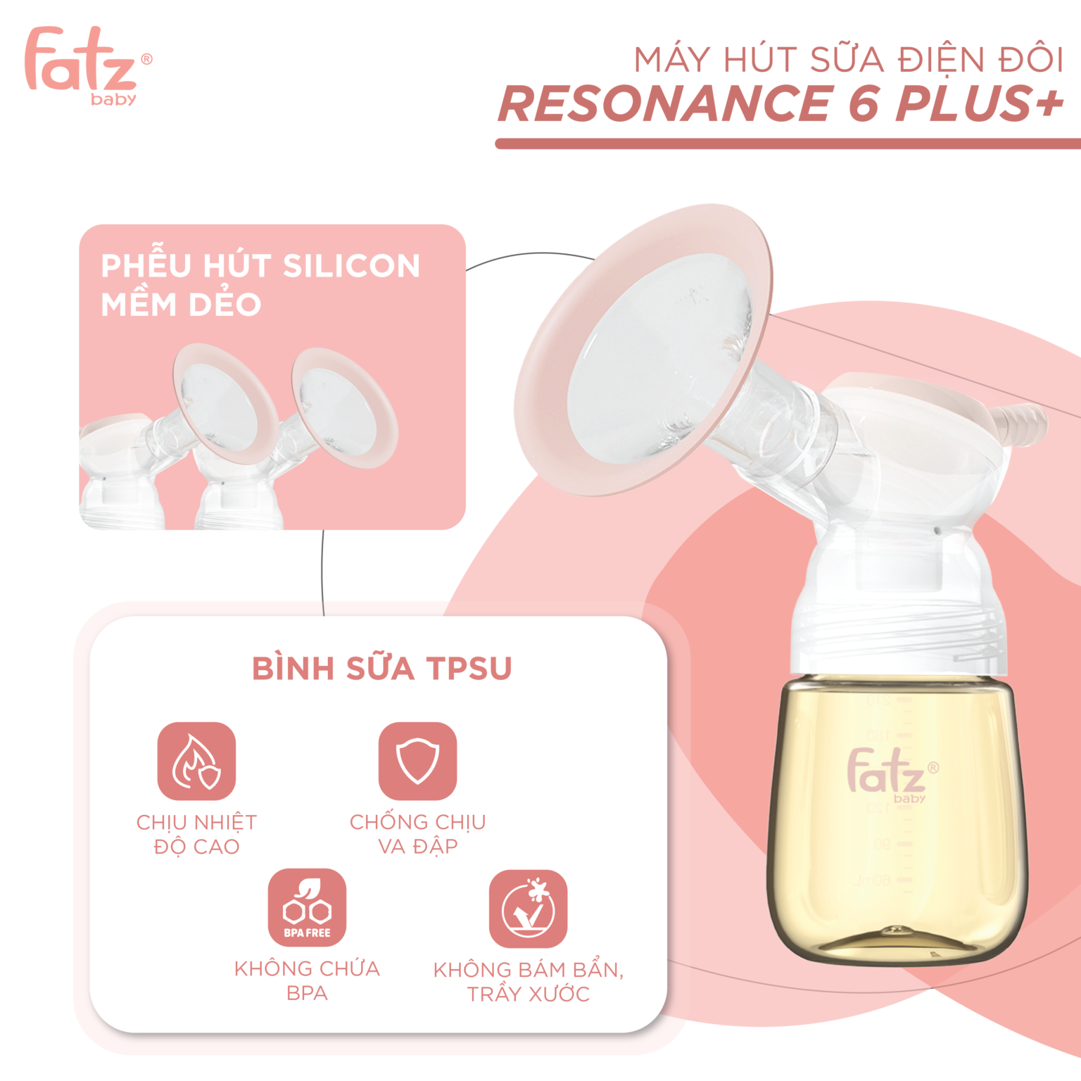 MÁY HÚT SỮA ĐIỆN ĐÔI FATZBABY RESONANCE 6 PLUS - FB1103VN