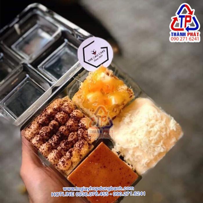 100c Hộp 4 ngăn đựng bánh H161 - Hộp đựng bánh tart - Hộp nhựa đựng bánh su tròn