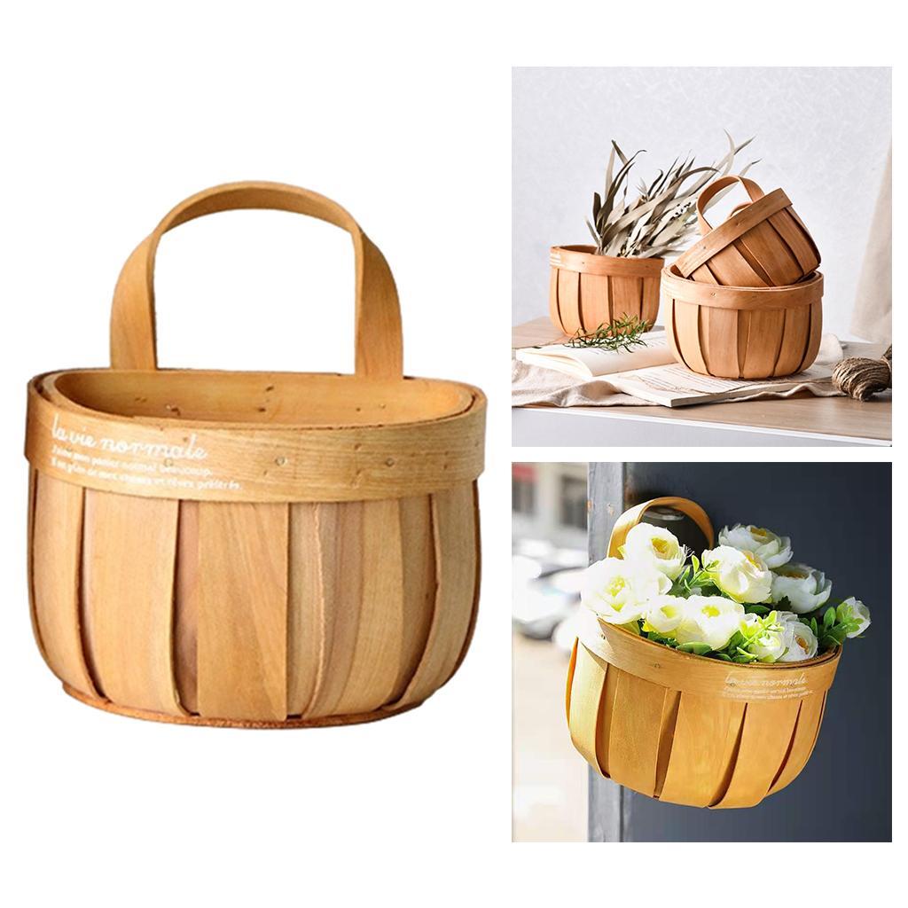 2x Woven Storage Basket Hanging Laundry Basket Flower Container Bin D A