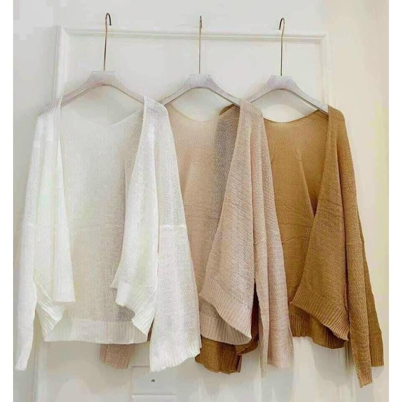 Áo Khoác Cardigan Len Mỏng Cho Nữ Phong Cách Hàn Quốc Sexy, Labibi