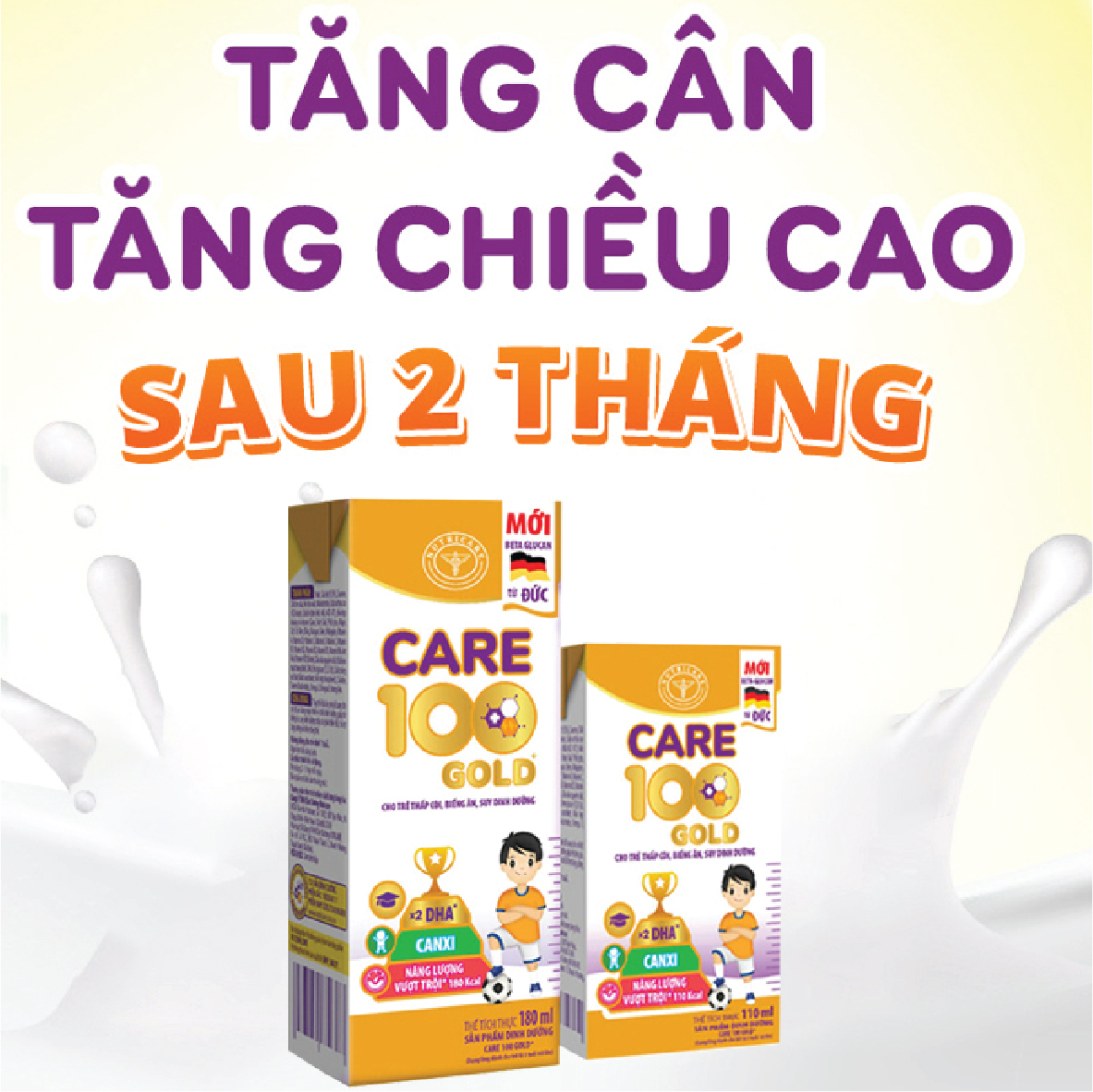 [Mua 11 lốc tặng 1] Sữa nước Nutricare Care 100 Gold cho trẻ thấp còi 110ml