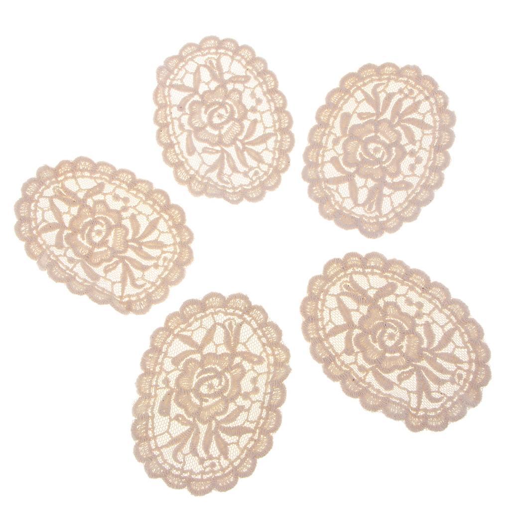 5 Pieces Embroidery Lace Appliques for Clothes Dress Decor Rose